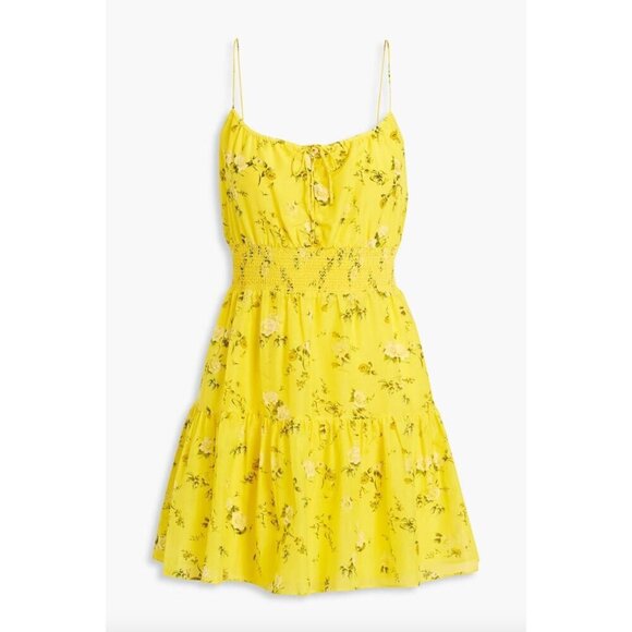 ALICE + OLIVIA Lai Printed Silk Blend Mini Dress Yellow Womens Size 10 - Picture 5 of 15